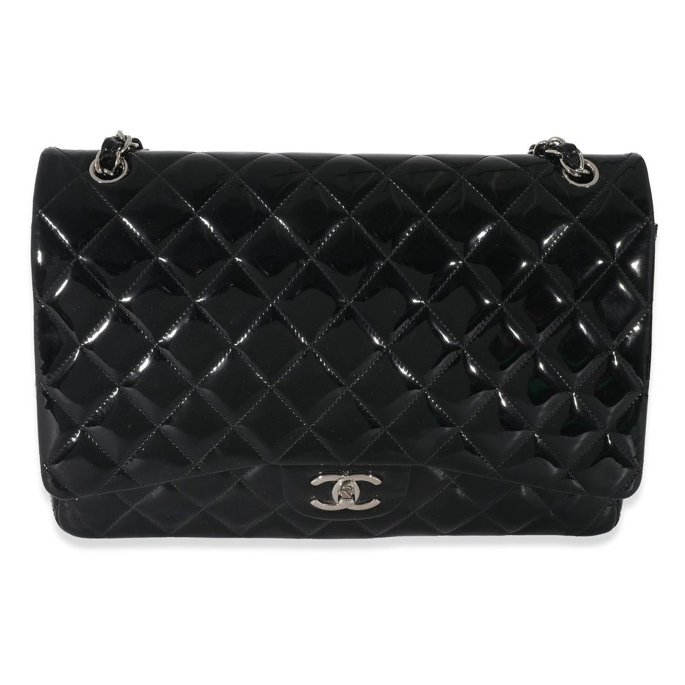 Chanel Black Quilted Patent Leather Classic Maxi Flap Bag